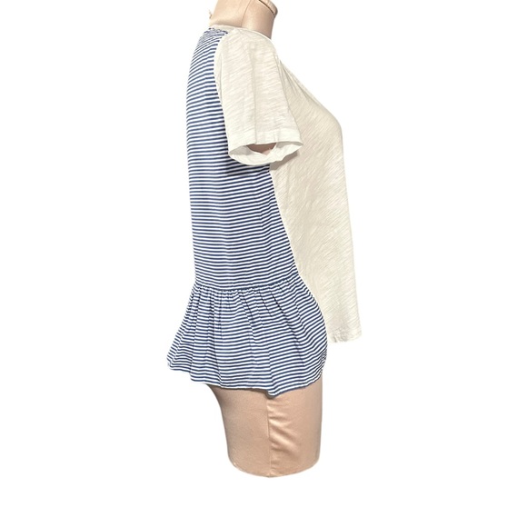 Kate Spade shirt ruffled striped back. Blue and white stripes. Size M - Picture 2 of 7